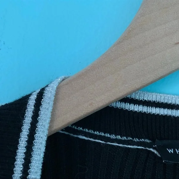 White House Black Market Wool Blend Ribbed Stripe Trim Knit Duster Cardigan - Picture 6 of 7